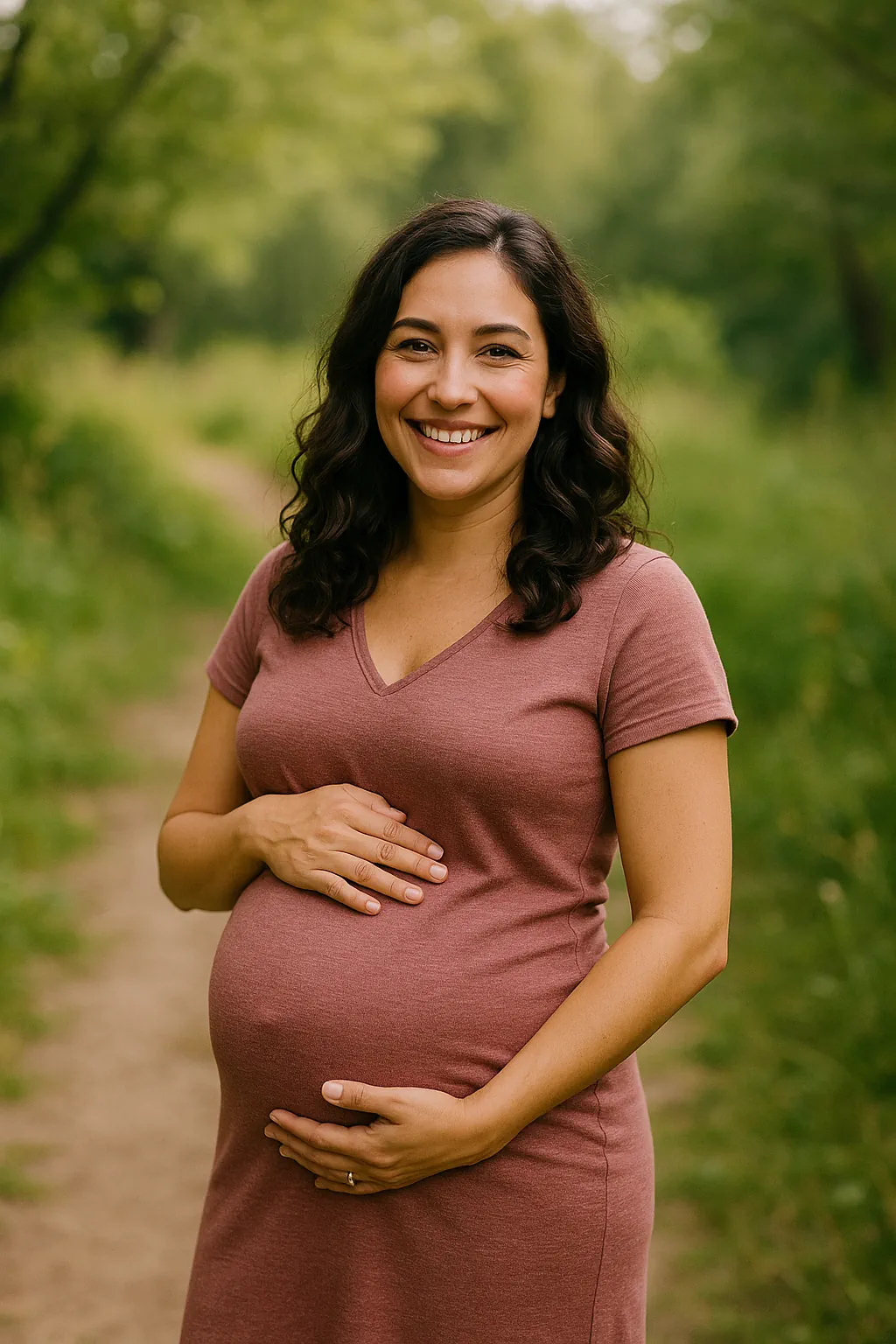 مادر باردار در هفته دوازدهم با احساس آرامش و شادی