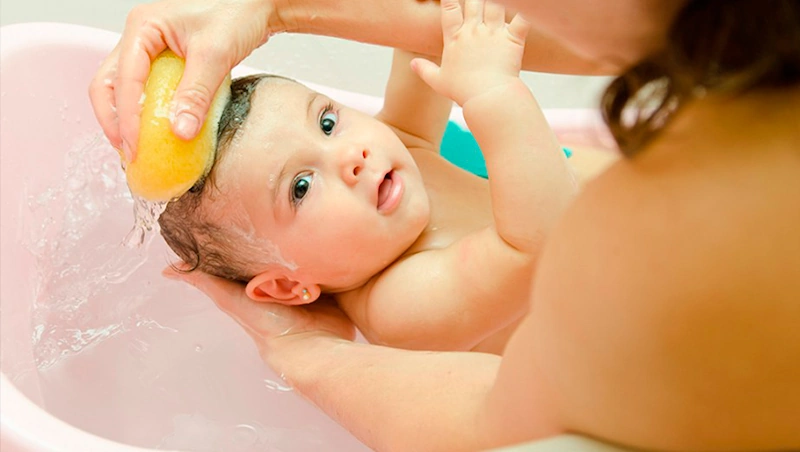 Bathing a Two-Week-Old Baby