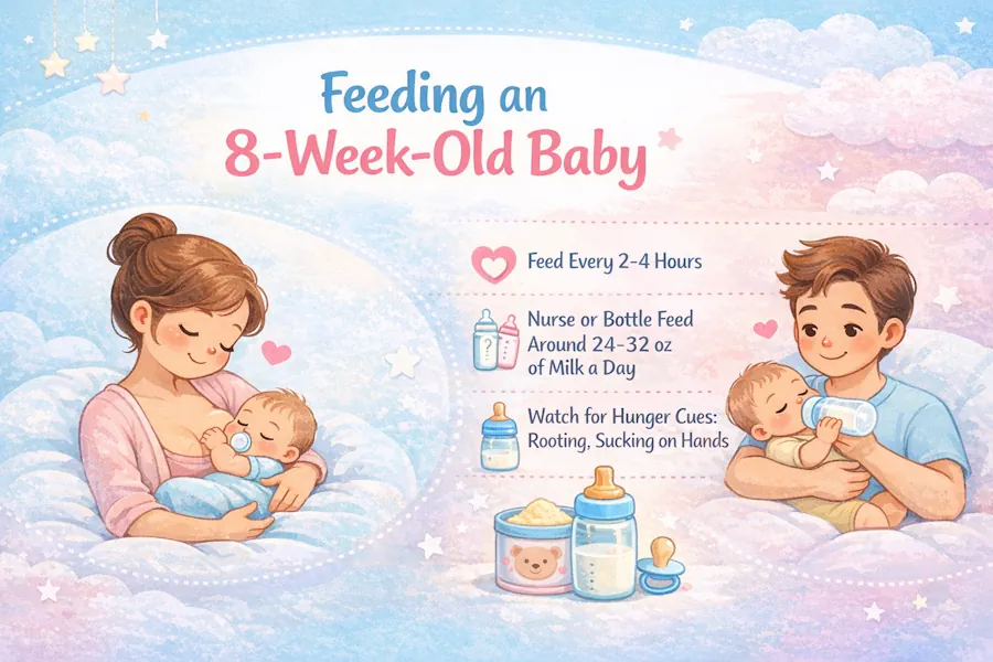 تغذية طفل عمره 8 أسابيع