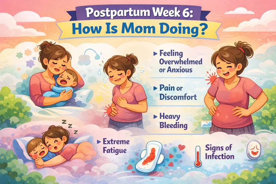 حالة الأم في الأسبوع السادس بعد الولادة
