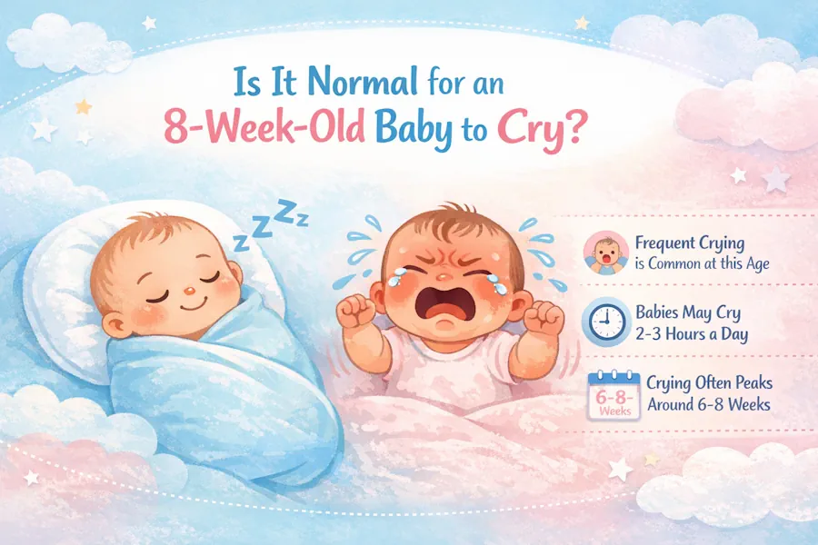هل بكاء طفل عمره 8 أسابيع طبيعي؟