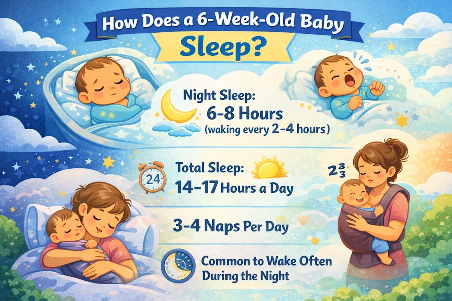 كيف يكون نوم الرضيع بعمر ستة أسابيع؟