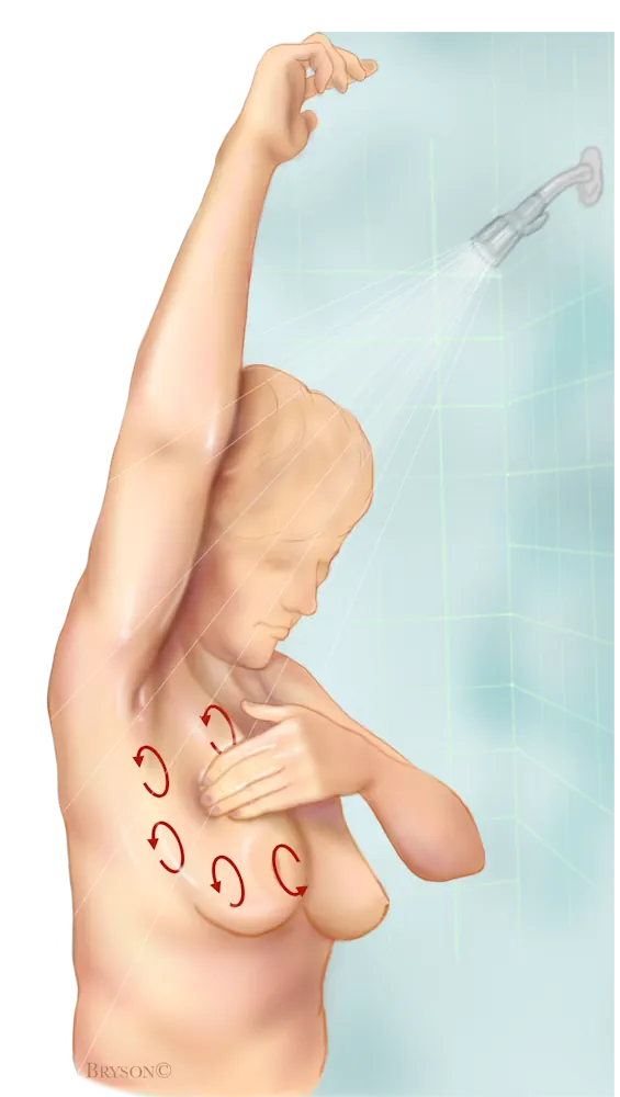 معاینه پستان زیر دوش