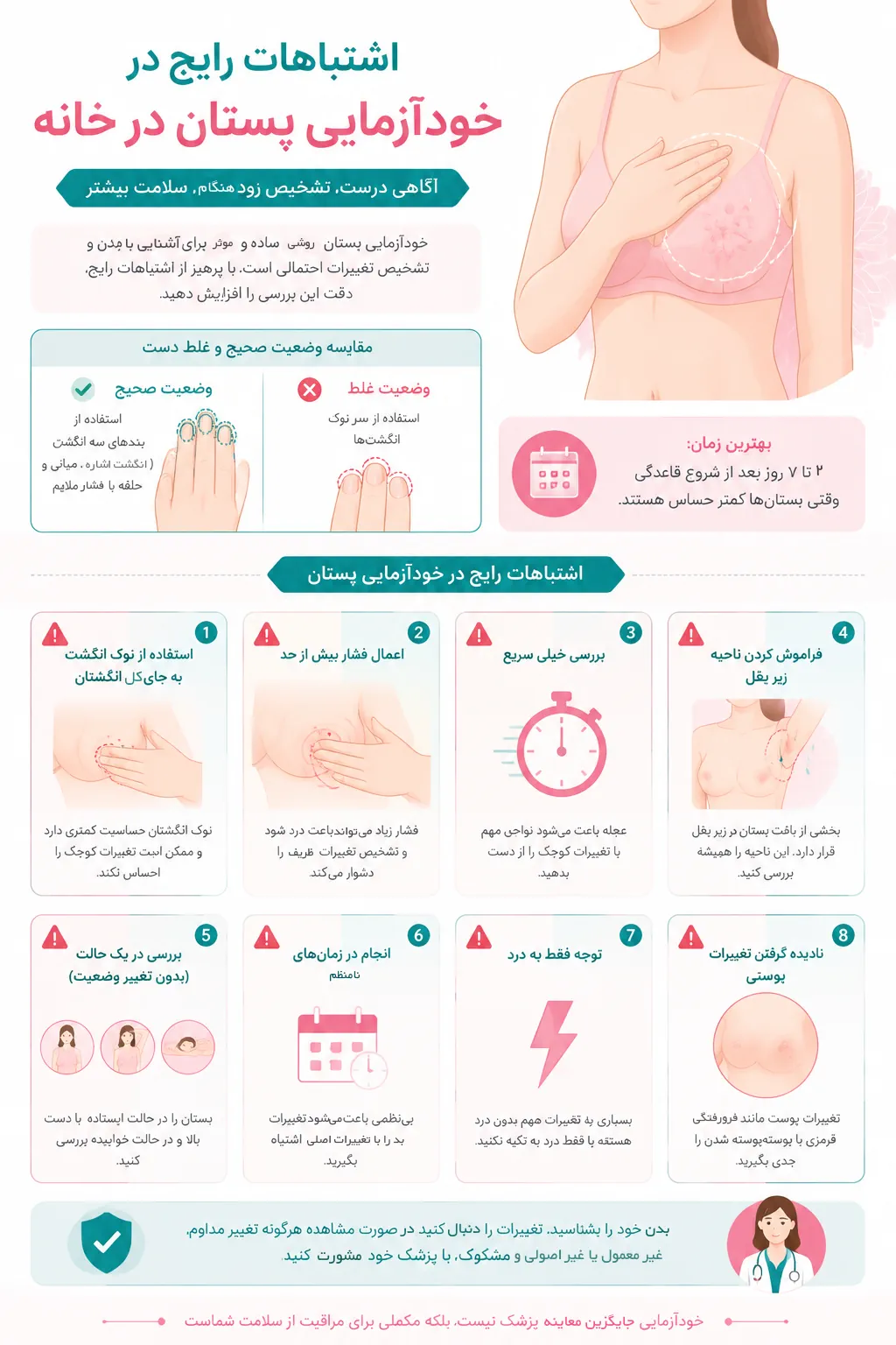 اشتباهات رایج در معاینه پستان در خانه